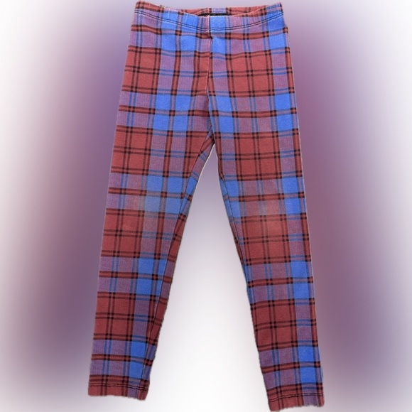 Tea Collection Other - Tea Collection Kids Plaid Cotton Leggings | Size 6 | Burgundy & Blue 🩵❤️